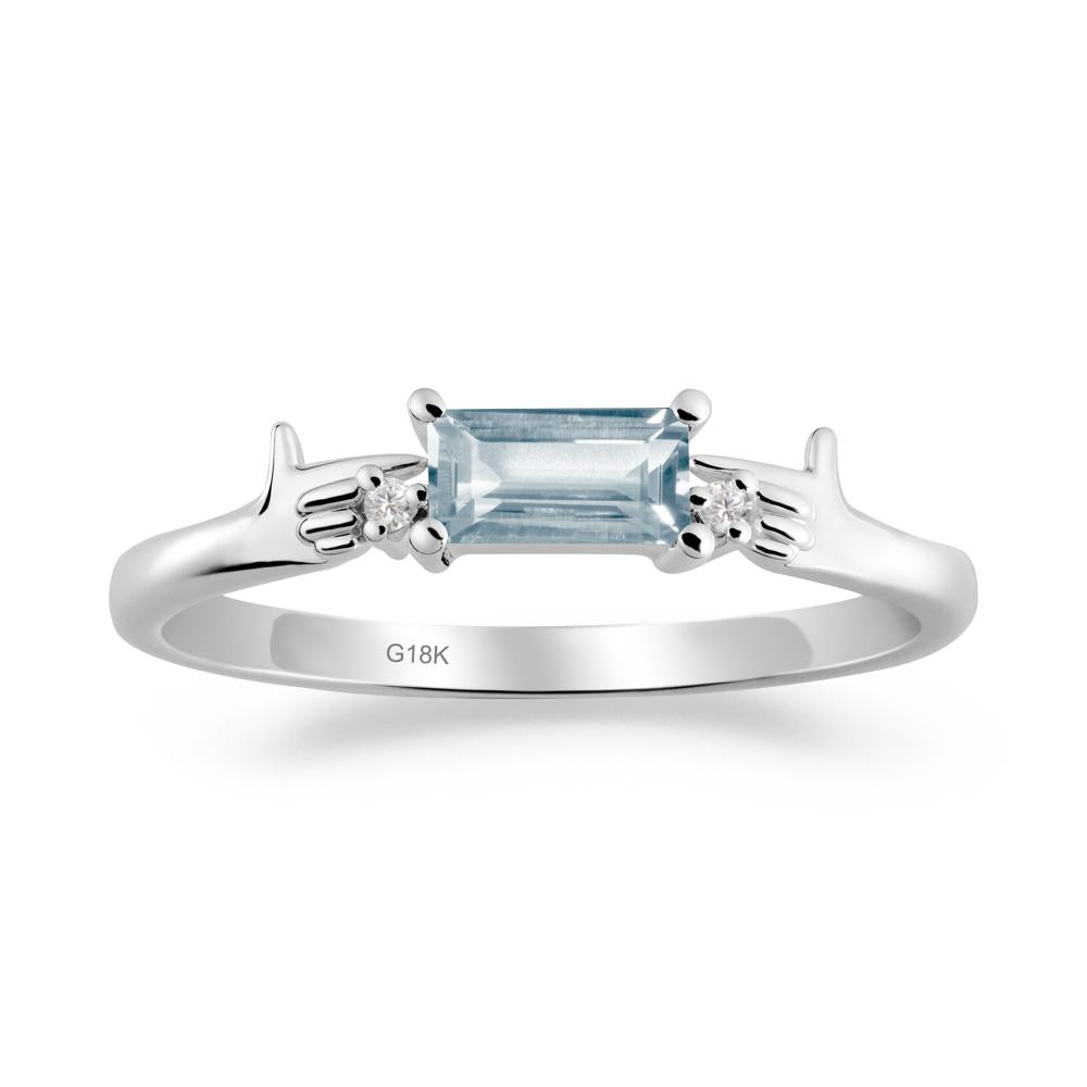 Creative Baguette Aquamarine Ring - LUO Jewelry #metal_18k white gold