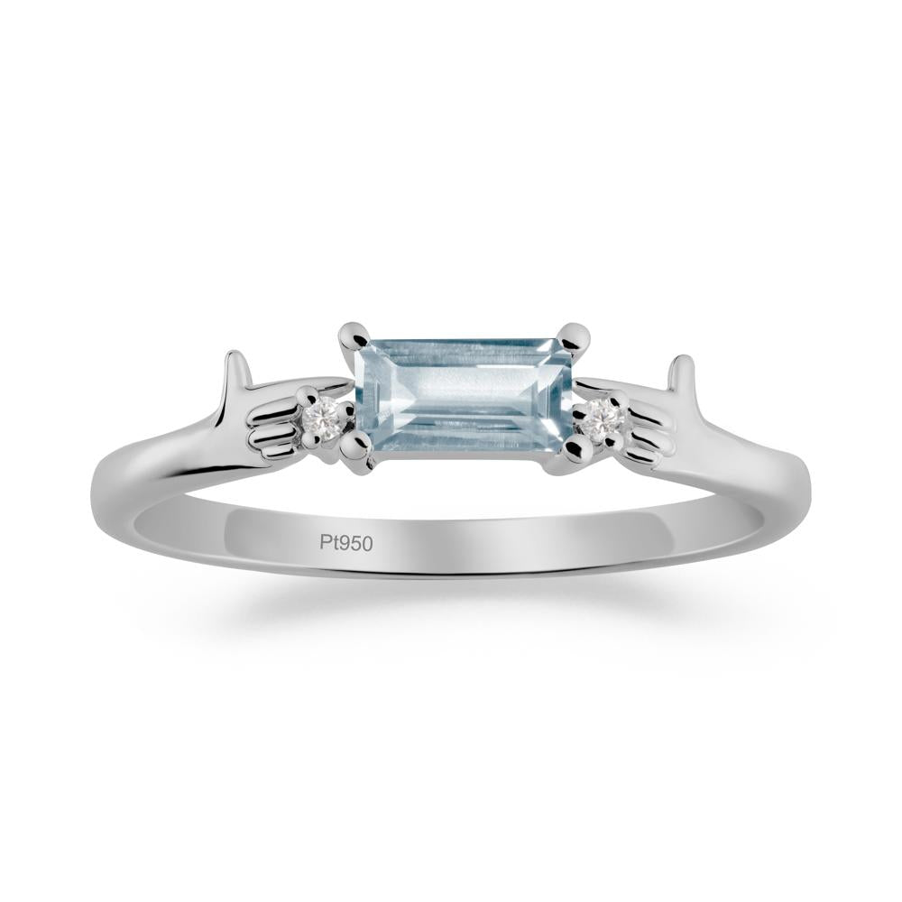 Creative Baguette Aquamarine Ring - LUO Jewelry #metal_platinum