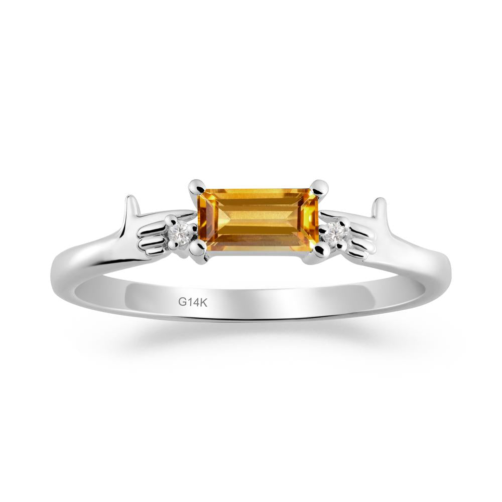 Creative Baguette Citrine Ring - LUO Jewelry #metal_14k white gold
