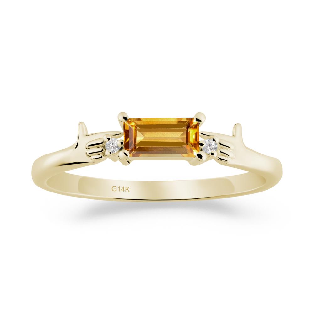 Creative Baguette Citrine Ring - LUO Jewelry #metal_14k yellow gold