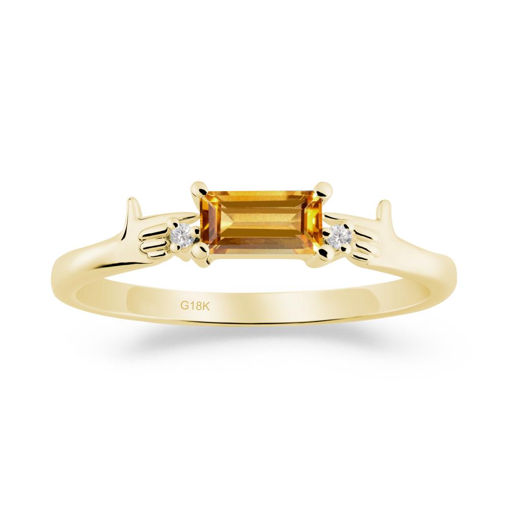 Creative Baguette Citrine Ring - LUO Jewelry #metal_18k yellow gold