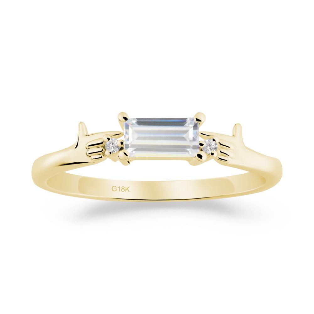 Creative Baguette Cubic Zirconia Ring - LUO Jewelry #metal_18k yellow gold