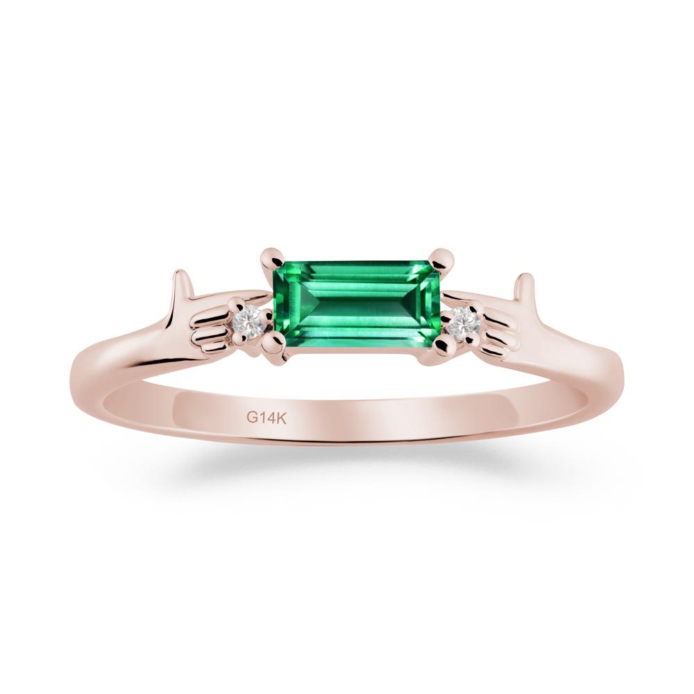 Creative Baguette Emerald Ring - LUO Jewelry #metal_14k rose gold