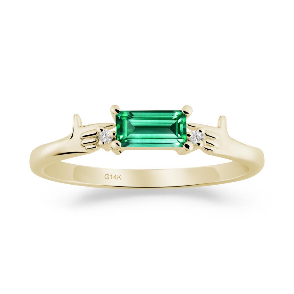 Creative Baguette Emerald Ring - LUO Jewelry #metal_14k yellow gold