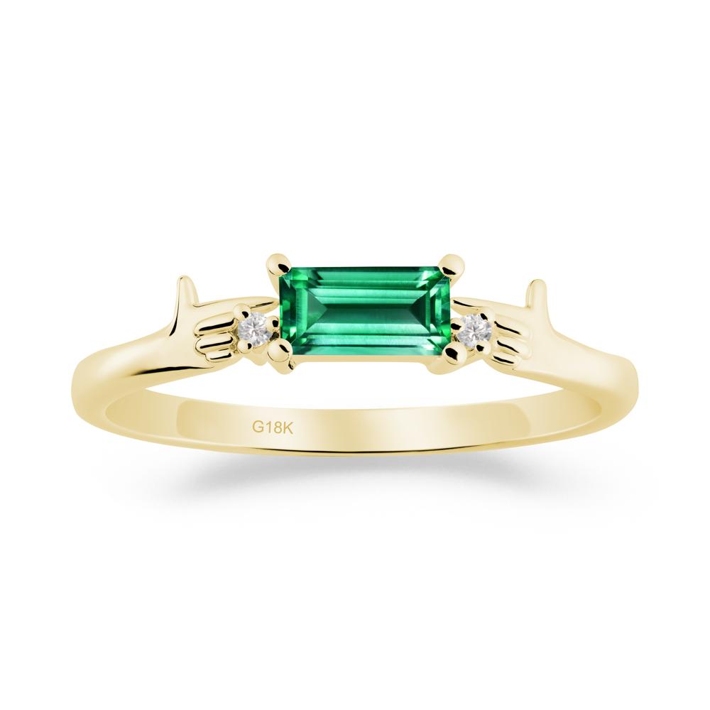 Creative Baguette Emerald Ring - LUO Jewelry #metal_18k yellow gold