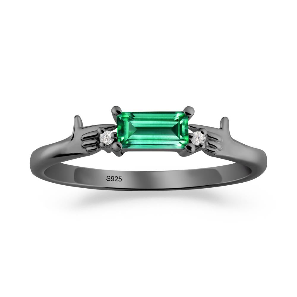 Creative Baguette Emerald Ring - LUO Jewelry #metal_black finish sterling silver