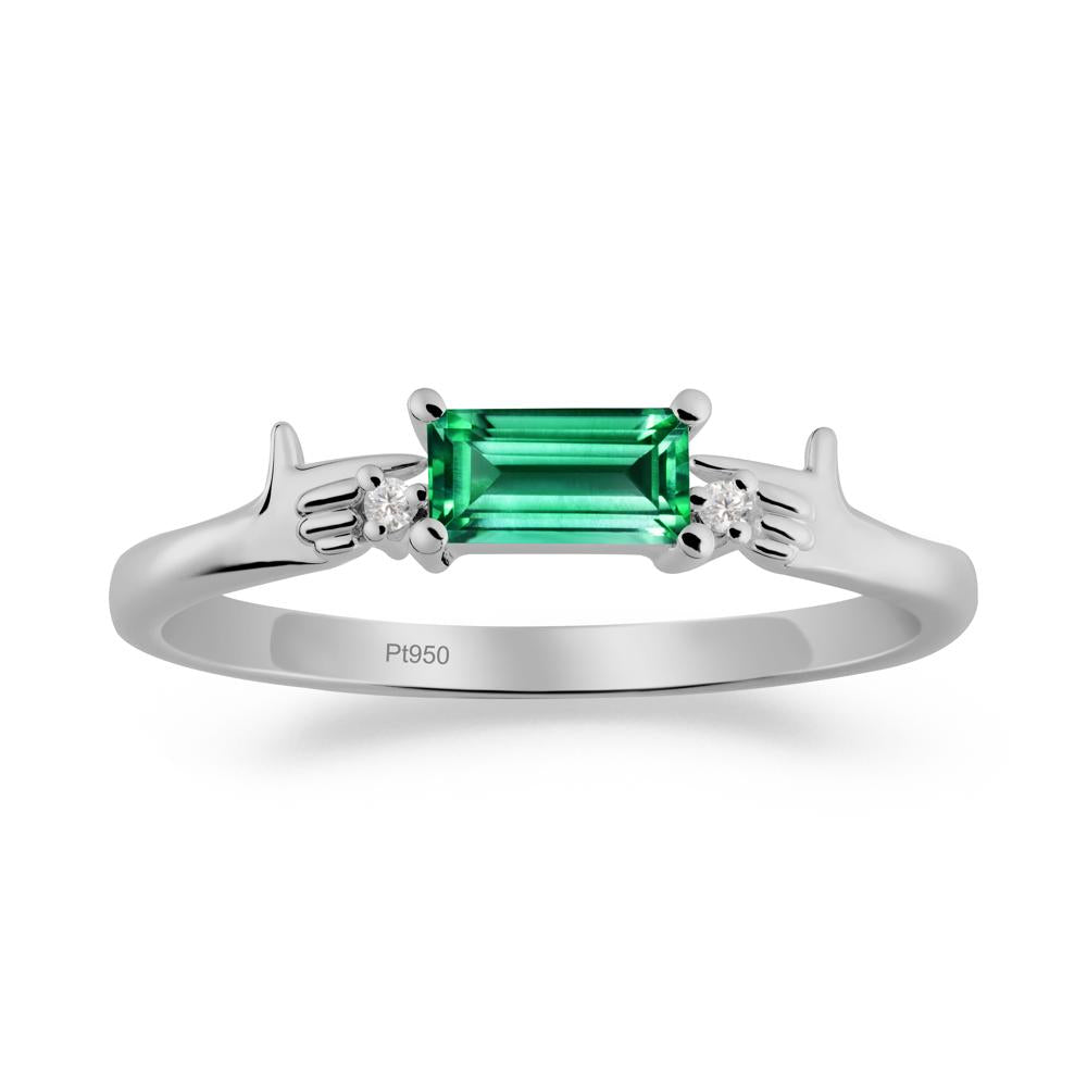 Creative Baguette Emerald Ring - LUO Jewelry #metal_platinum