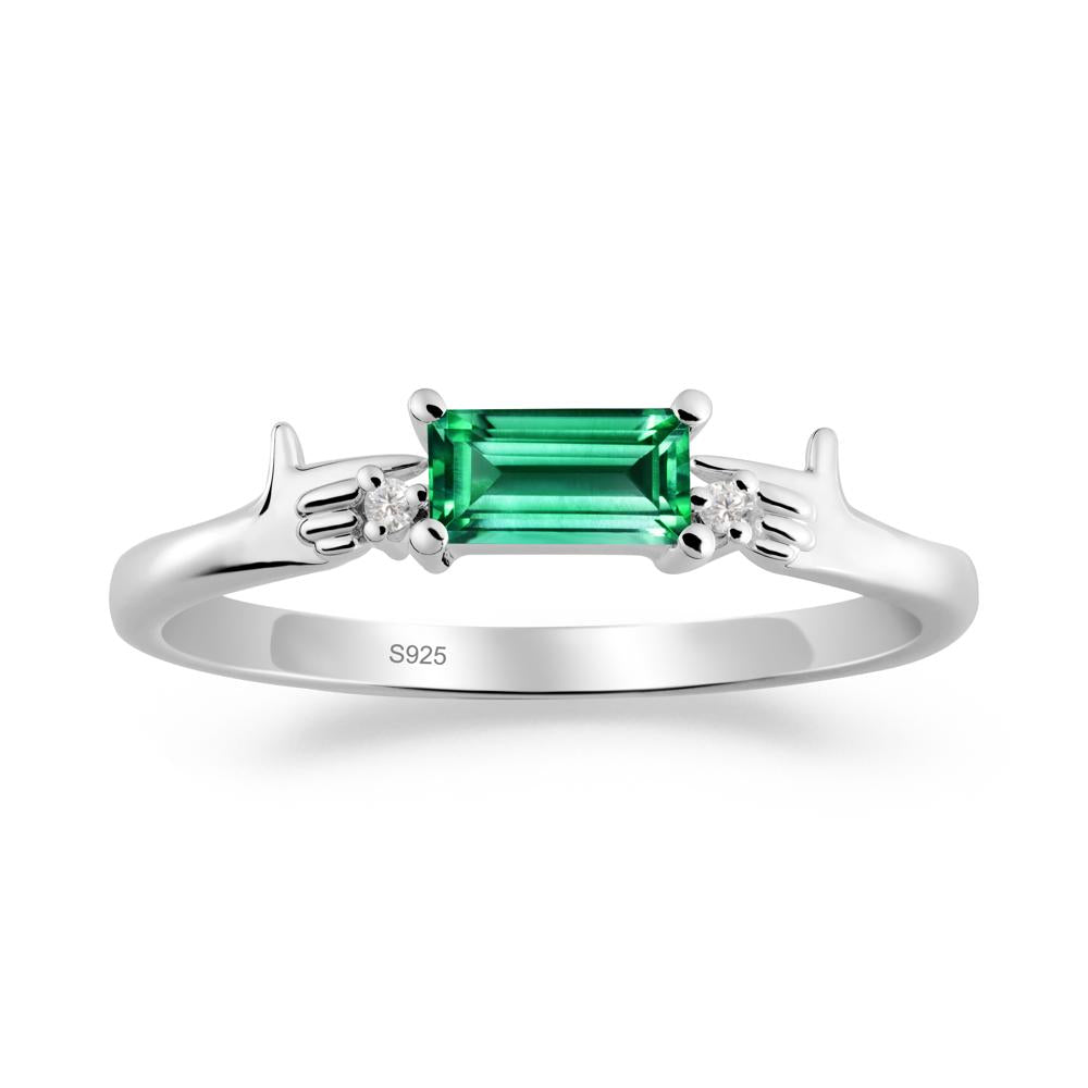 Creative Baguette Emerald Ring - LUO Jewelry #metal_sterling silver
