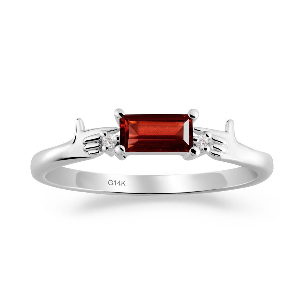 Creative Baguette Garnet Ring - LUO Jewelry #metal_14k white gold