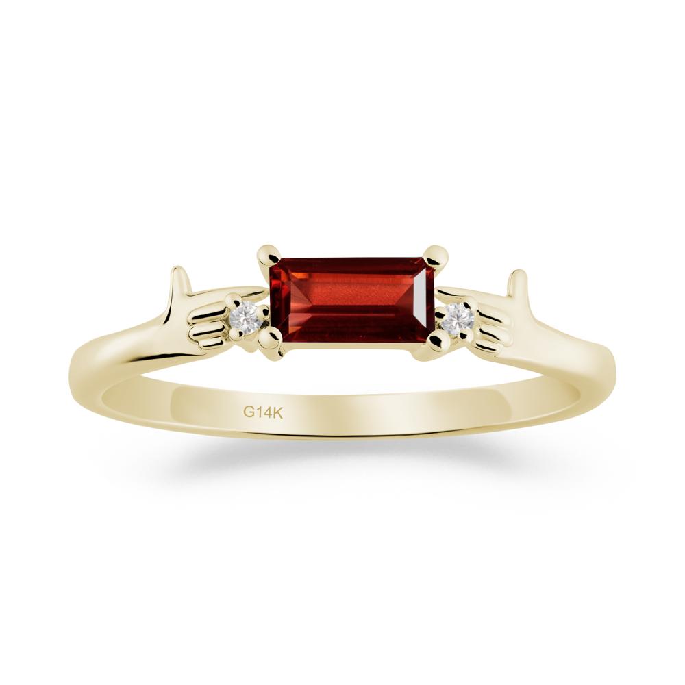 Creative Baguette Garnet Ring - LUO Jewelry #metal_14k yellow gold