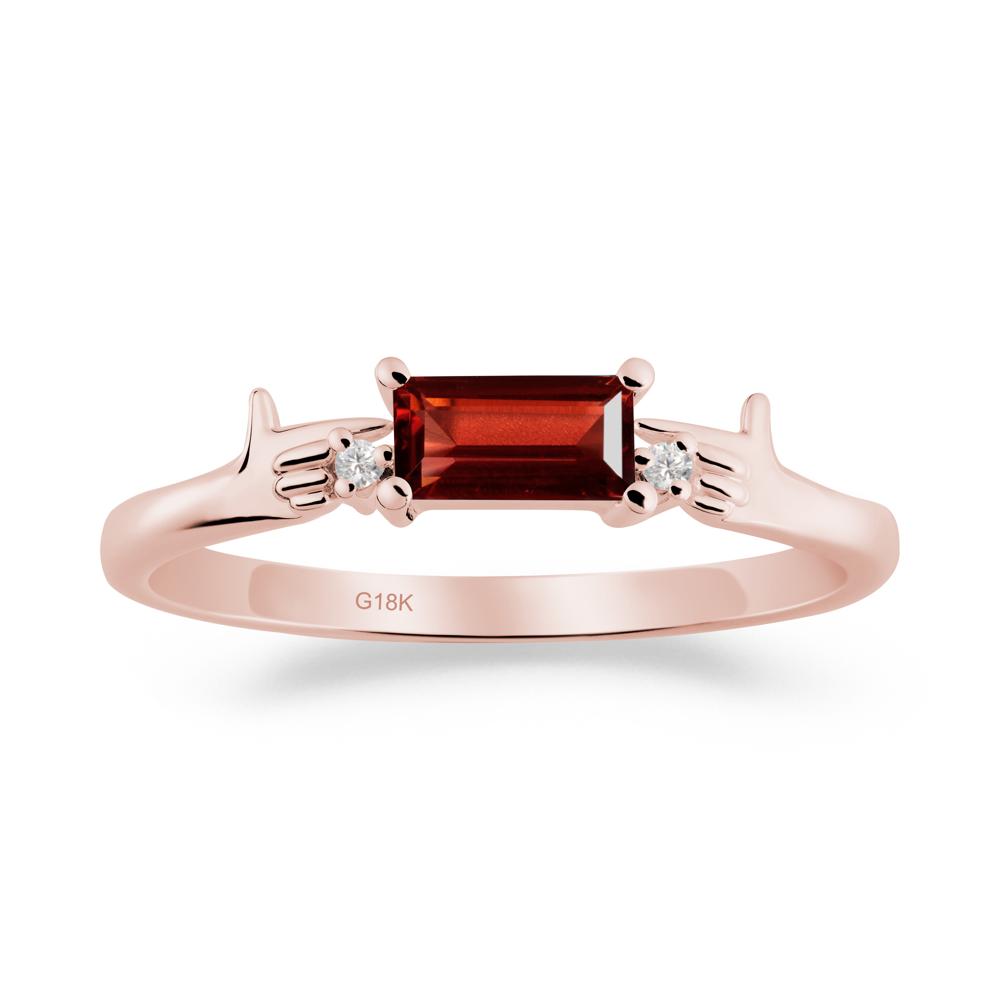 Creative Baguette Garnet Ring - LUO Jewelry #metal_18k rose gold