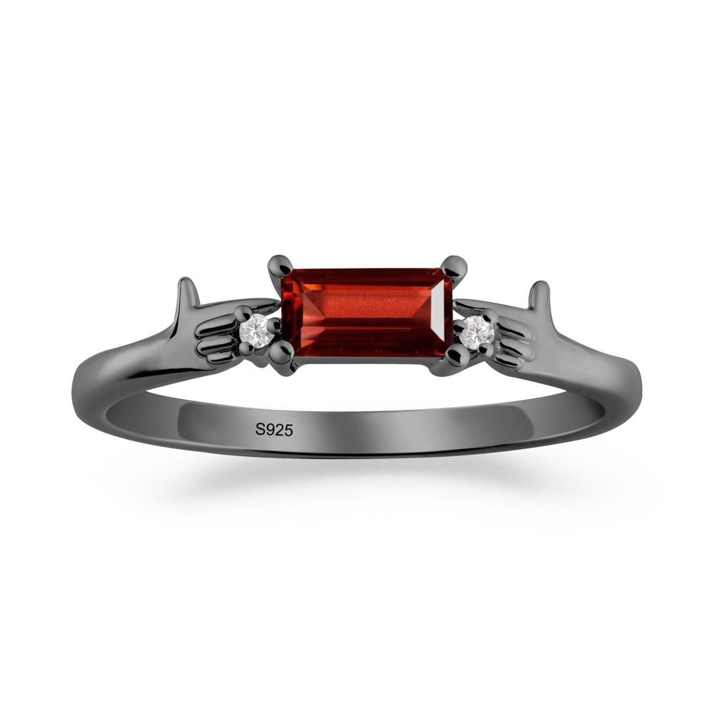 Creative Baguette Garnet Ring - LUO Jewelry #metal_black finish sterling silver