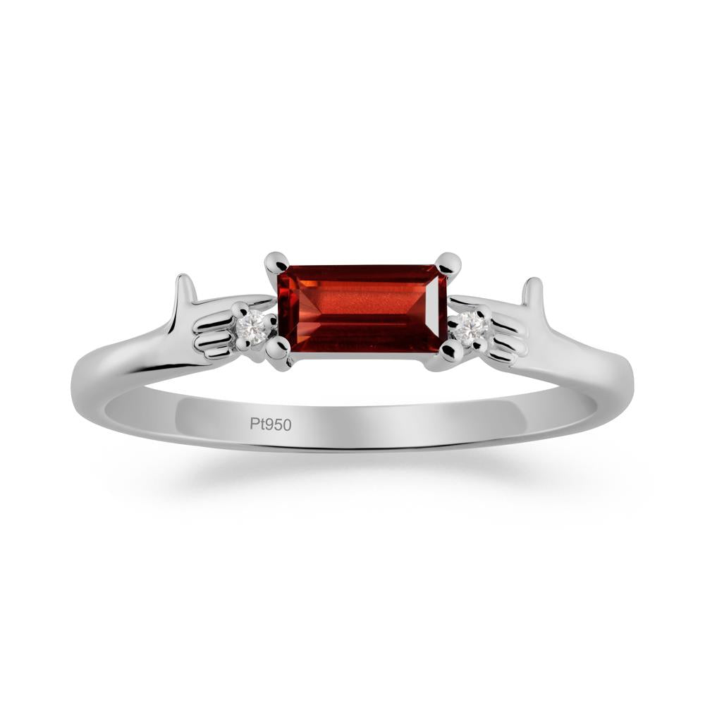 Creative Baguette Garnet Ring - LUO Jewelry #metal_platinum