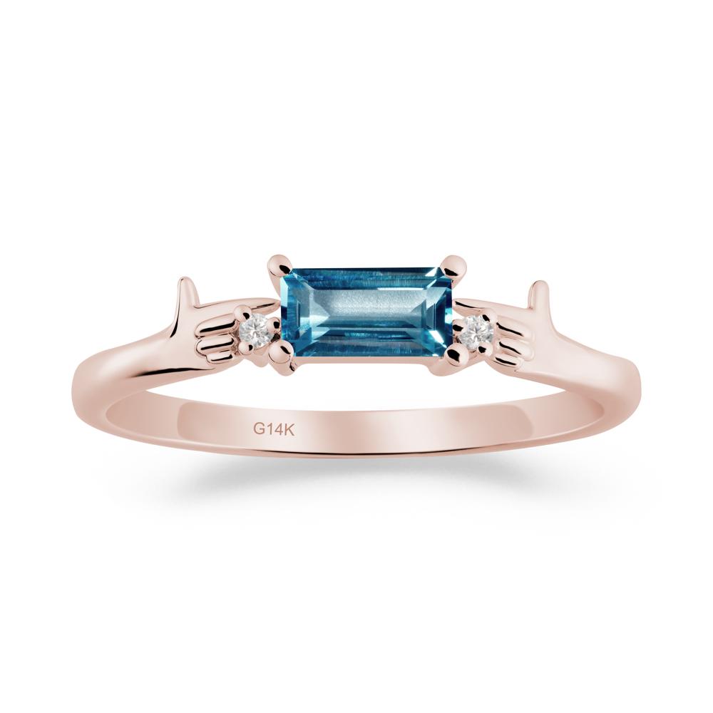 Creative Baguette London Blue Topaz Ring - LUO Jewelry #metal_14k rose gold