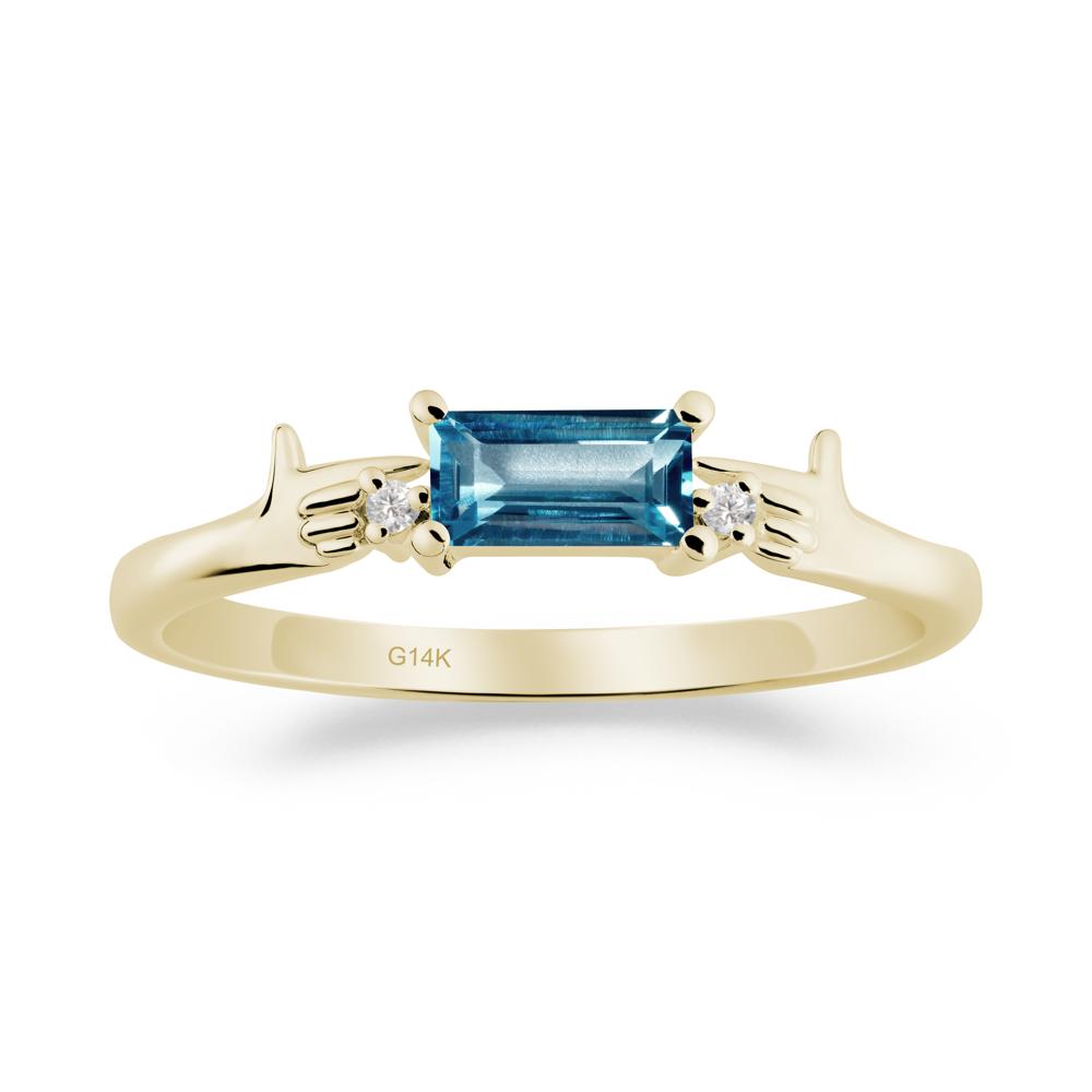 Creative Baguette London Blue Topaz Ring - LUO Jewelry #metal_14k yellow gold