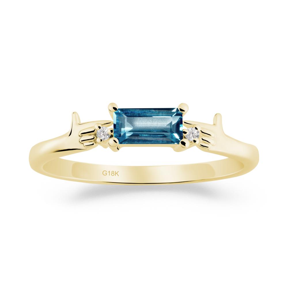 Creative Baguette London Blue Topaz Ring - LUO Jewelry #metal_18k yellow gold