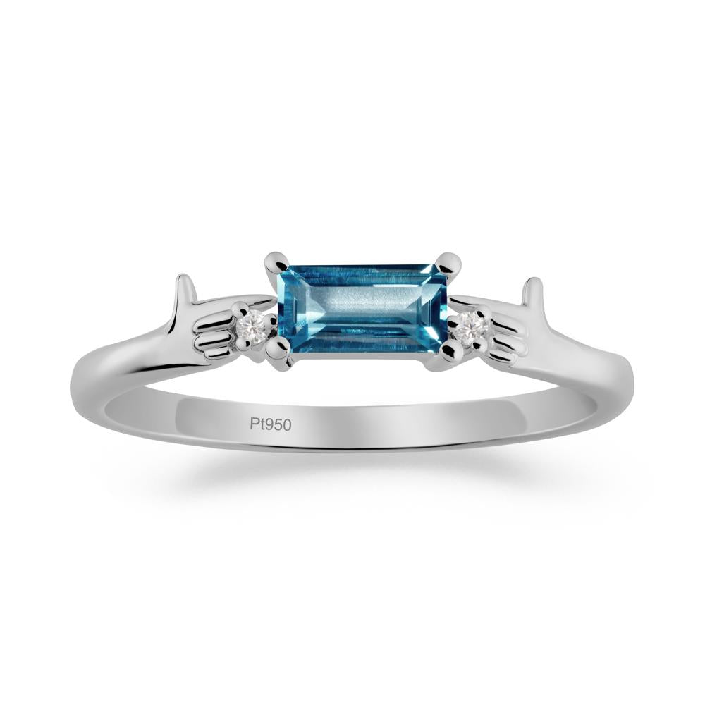 Creative Baguette London Blue Topaz Ring - LUO Jewelry #metal_platinum