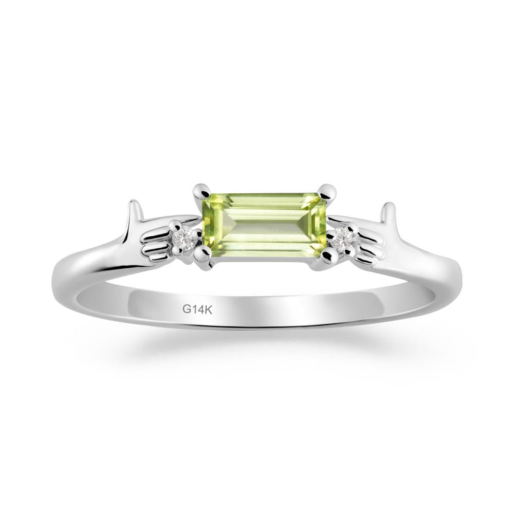 Creative Baguette Peridot Ring - LUO Jewelry #metal_14k white gold