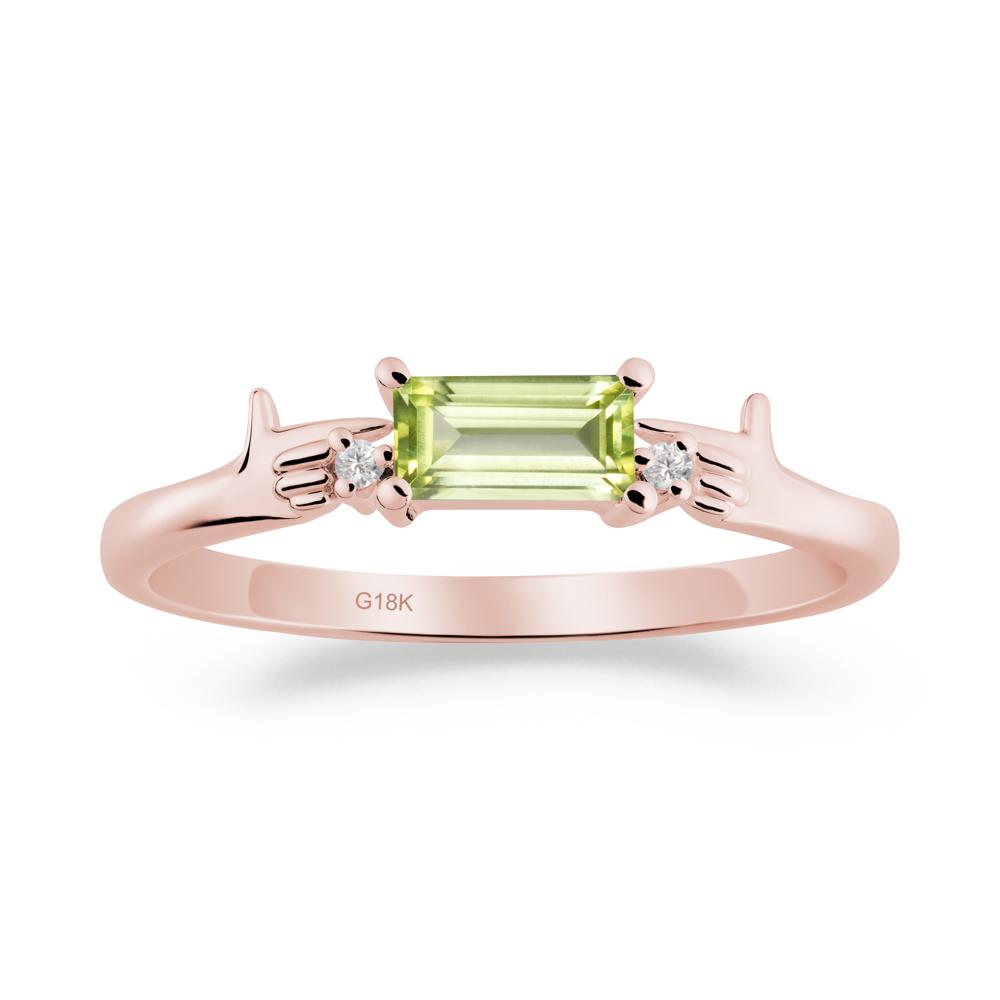 Creative Baguette Peridot Ring - LUO Jewelry #metal_18k rose gold