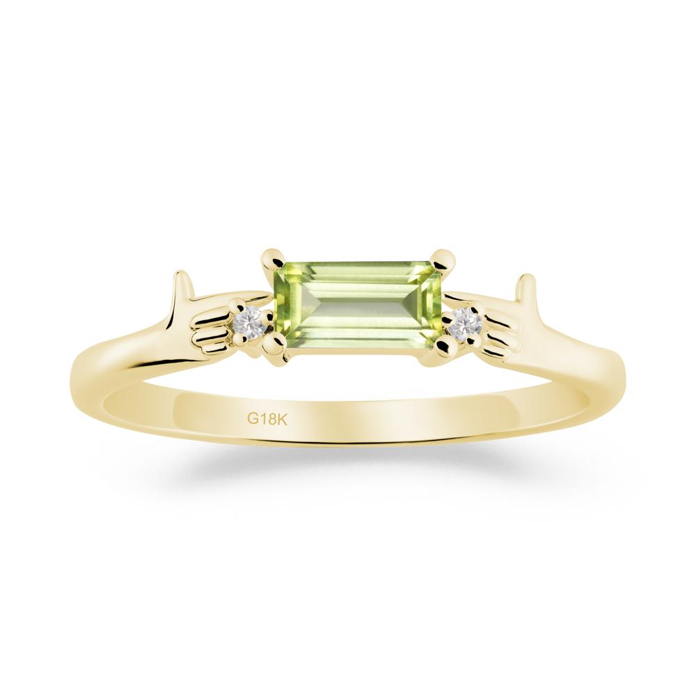 Creative Baguette Peridot Ring - LUO Jewelry #metal_18k yellow gold