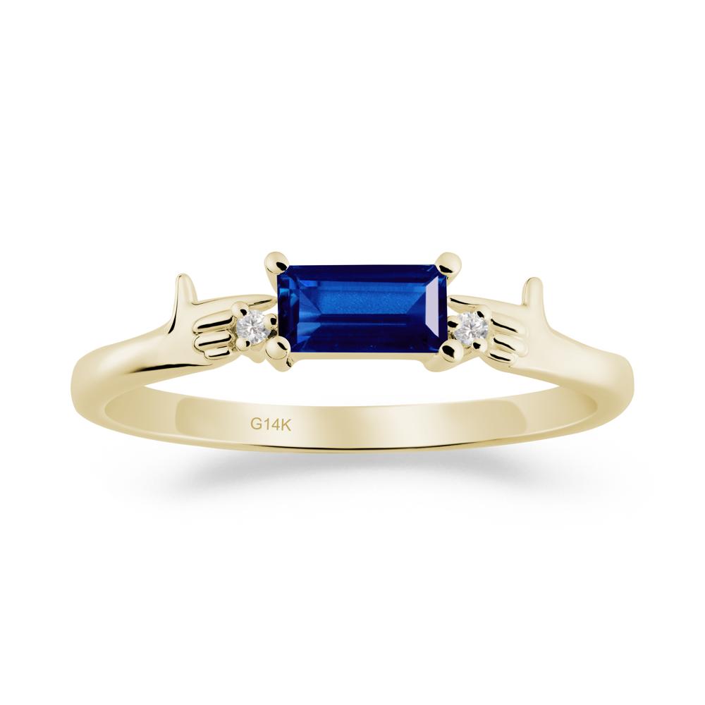 Creative Baguette Sapphire Ring - LUO Jewelry #metal_14k yellow gold
