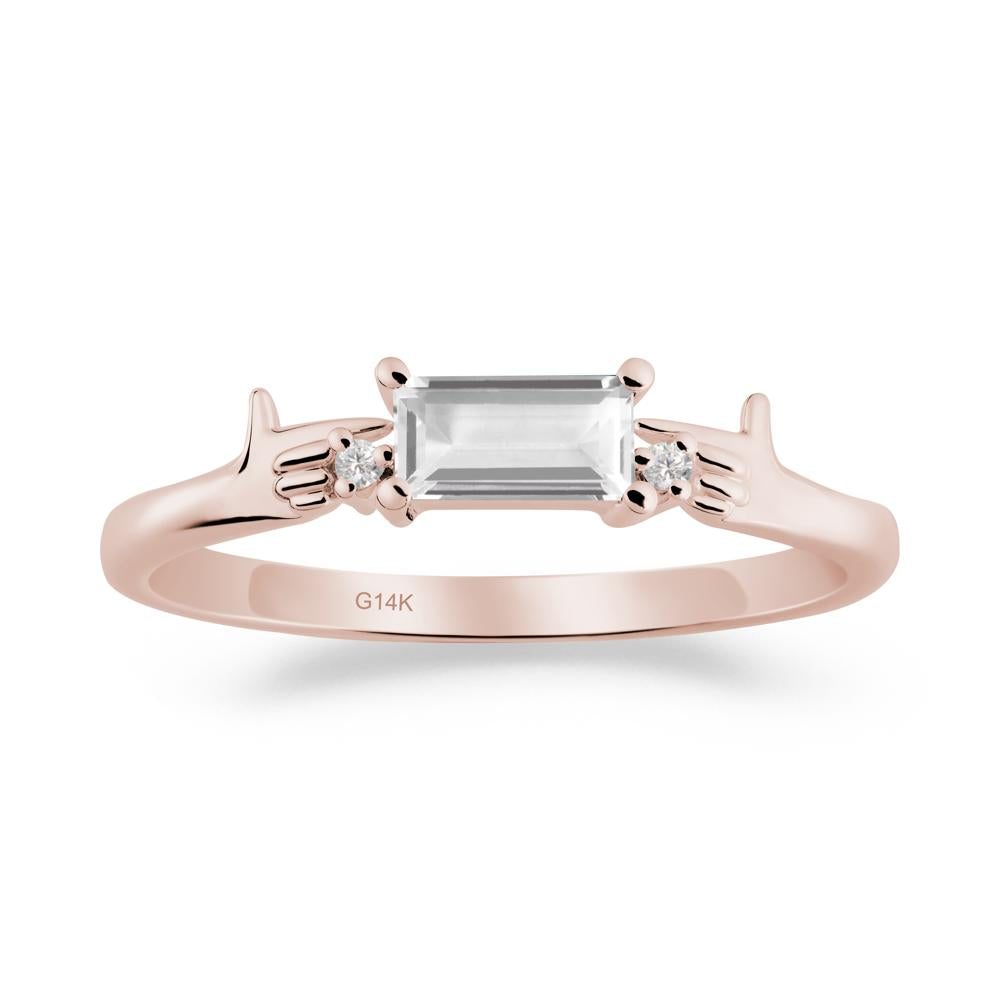 Creative Baguette White Topaz Ring - LUO Jewelry #metal_14k rose gold