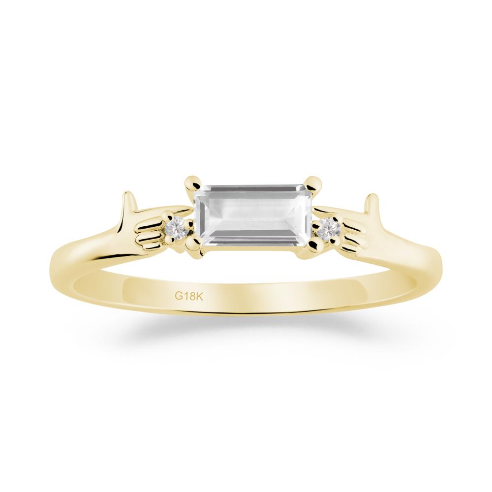 Creative Baguette White Topaz Ring - LUO Jewelry #metal_18k yellow gold