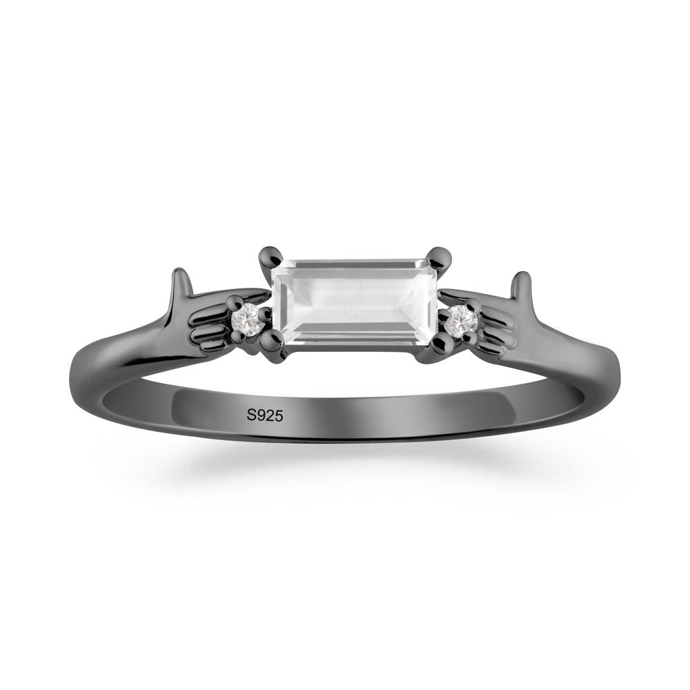 Creative Baguette White Topaz Ring - LUO Jewelry #metal_black finish sterling silver