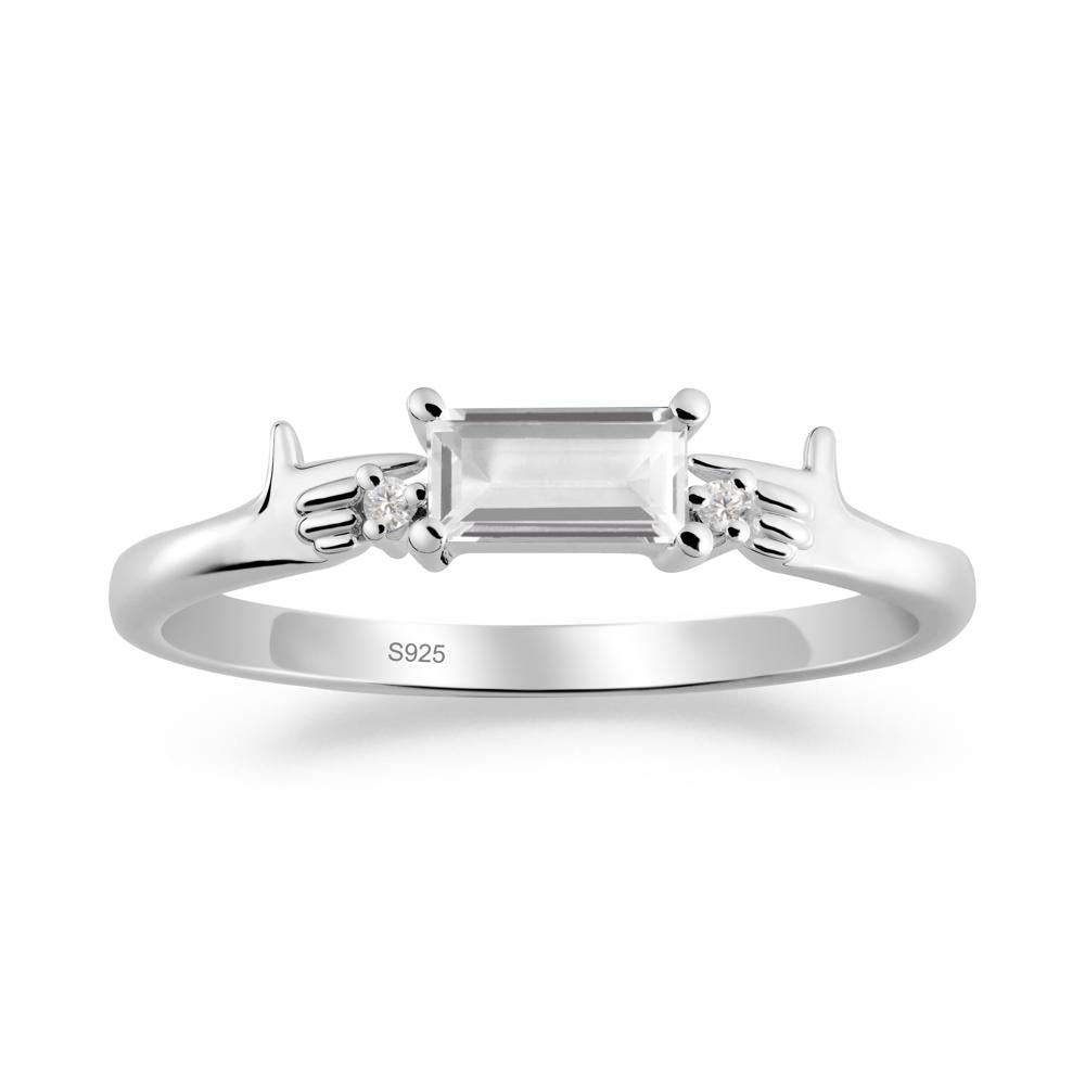 Creative Baguette White Topaz Ring - LUO Jewelry #metal_sterling silver