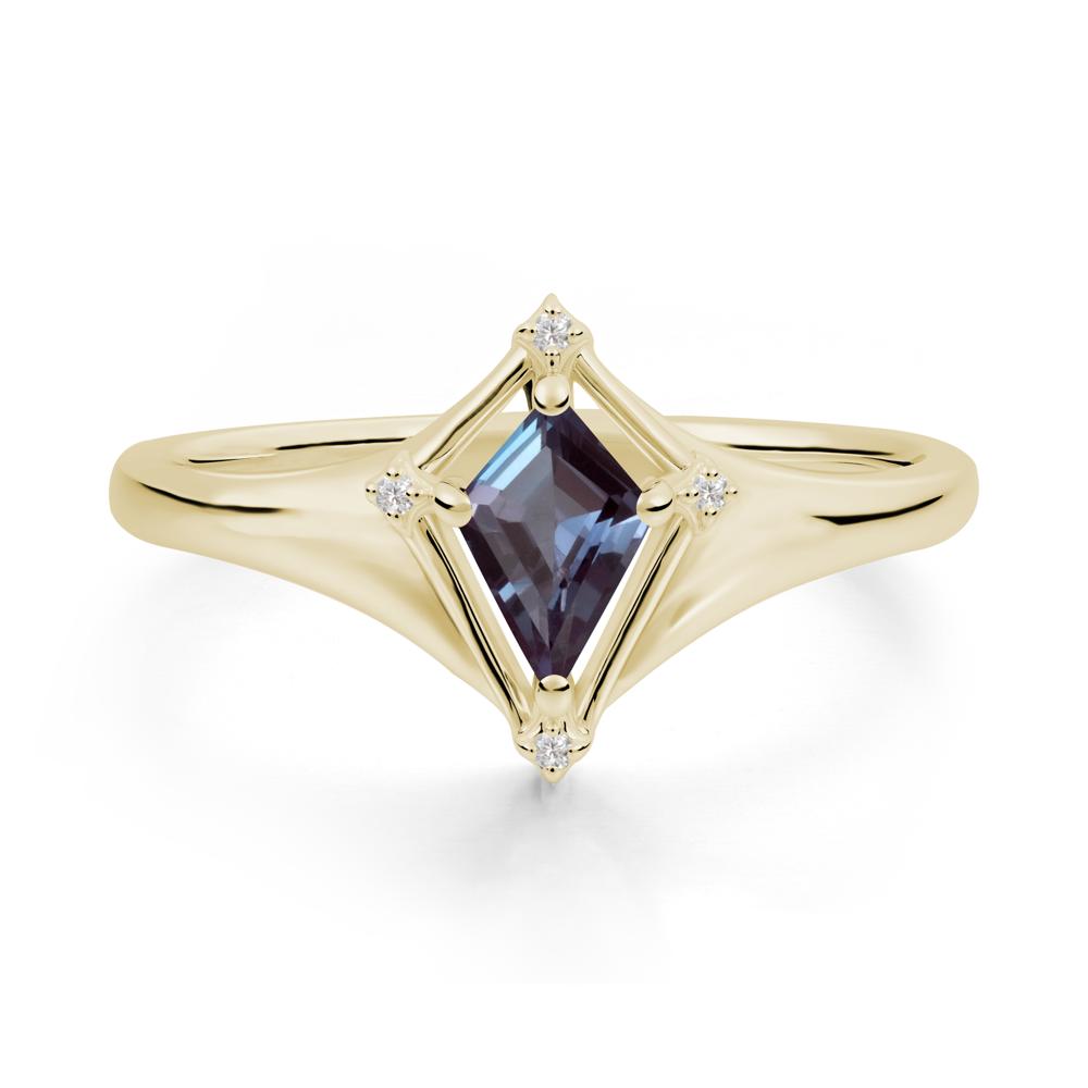 Kite Cut Alexandrite Ring with Compass Setting - LUO Jewelry #metal_14k yellow gold