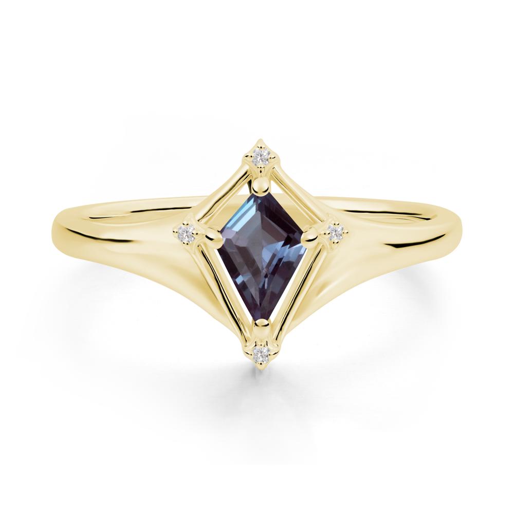 Kite Cut Alexandrite Ring with Compass Setting - LUO Jewelry #metal_18k yellow gold