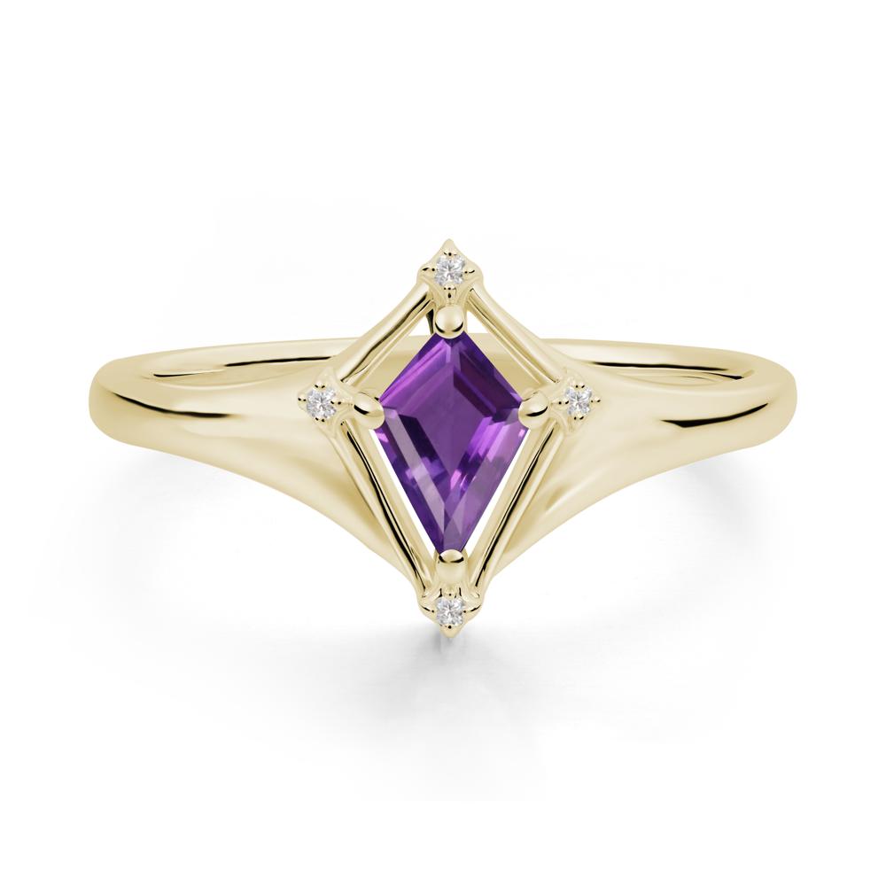 Kite Cut Amethyst Ring with Compass Setting - LUO Jewelry #metal_14k yellow gold
