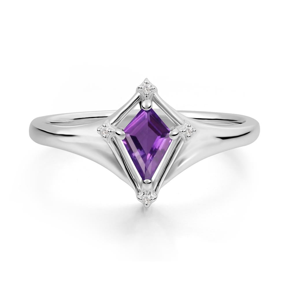 Kite Cut Amethyst Ring with Compass Setting - LUO Jewelry #metal_18k white gold