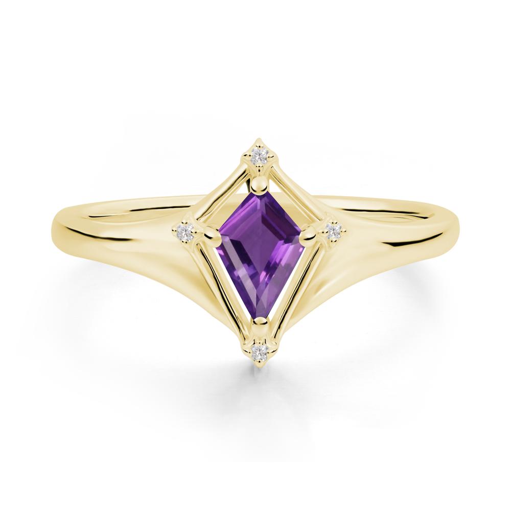 Kite Cut Amethyst Ring with Compass Setting - LUO Jewelry #metal_18k yellow gold