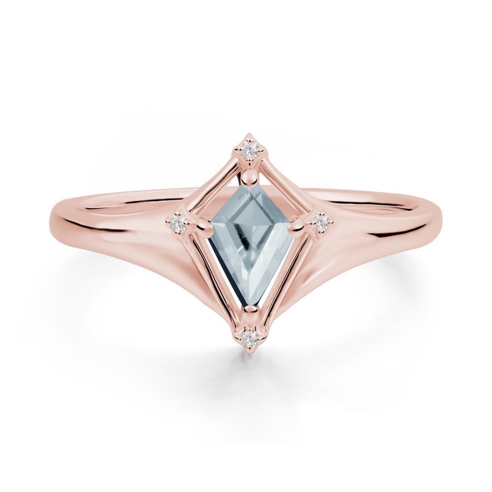 Kite Cut Aquamarine Ring with Compass Setting - LUO Jewelry #metal_18k rose gold