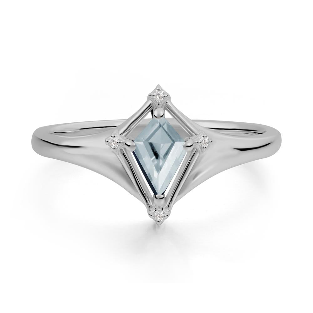 Kite Cut Aquamarine Ring with Compass Setting - LUO Jewelry #metal_platinum