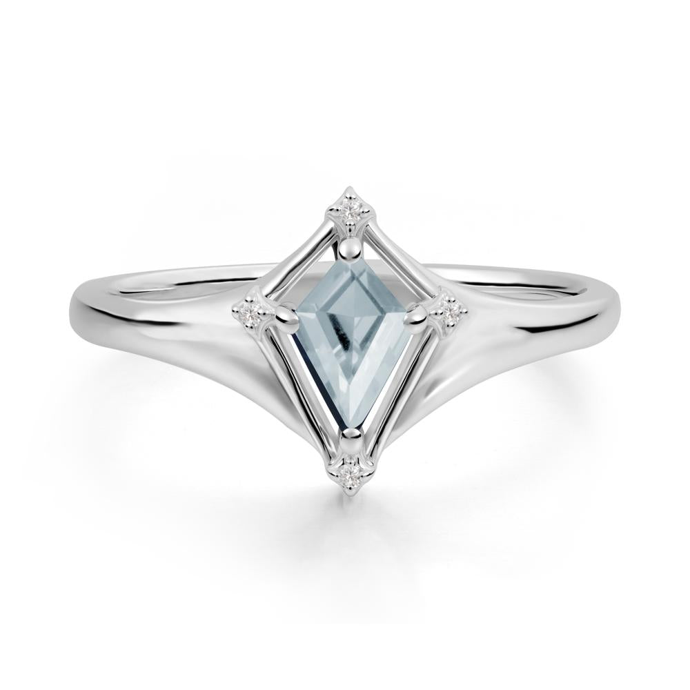 Kite Cut Aquamarine Ring with Compass Setting - LUO Jewelry #metal_sterling silver