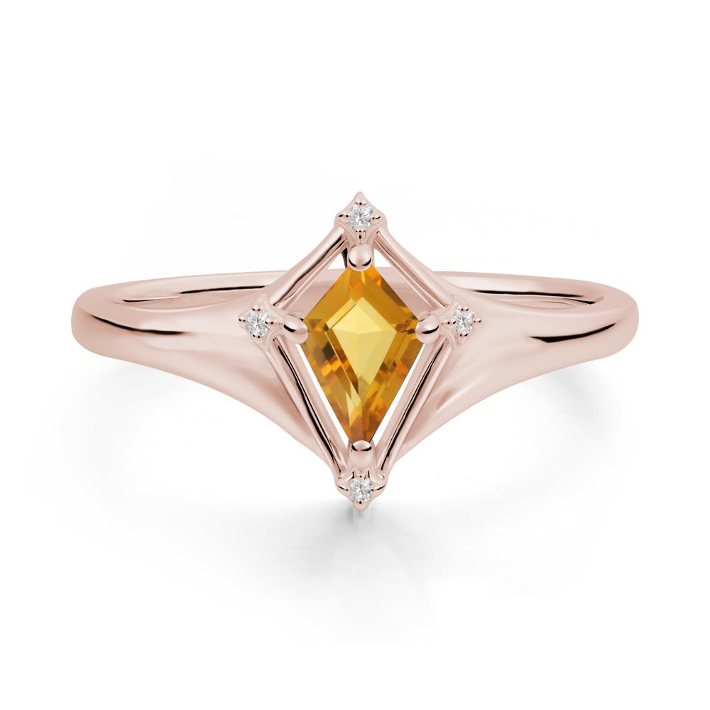 Kite Cut Citrine Ring with Compass Setting - LUO Jewelry #metal_14k rose gold