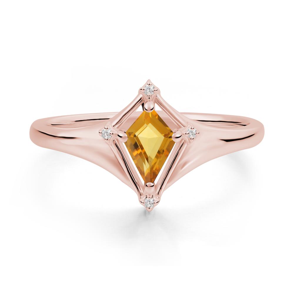 Kite Cut Citrine Ring with Compass Setting - LUO Jewelry #metal_18k rose gold
