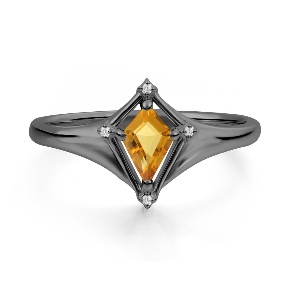 Kite Cut Citrine Ring with Compass Setting - LUO Jewelry #metal_black finish sterling silver