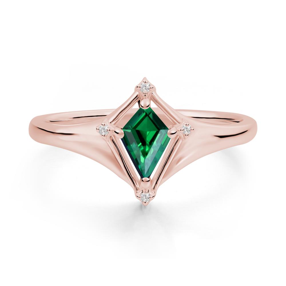Kite Cut Emerald Ring with Compass Setting - LUO Jewelry #metal_18k rose gold