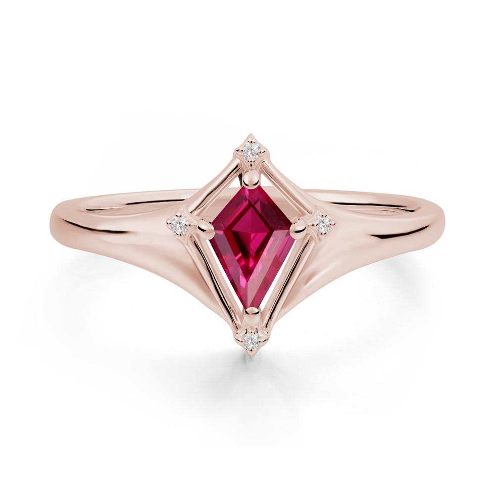 Kite Cut Ruby Ring with Compass Setting - LUO Jewelry #metal_14k rose gold