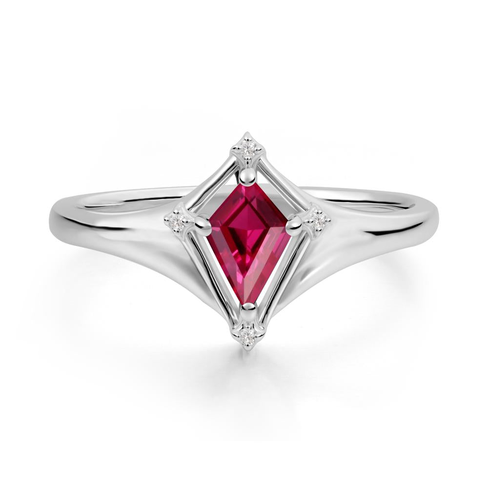 Kite Cut Ruby Ring with Compass Setting - LUO Jewelry #metal_14k white gold