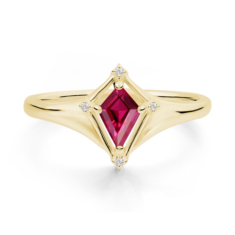 Kite Cut Ruby Ring with Compass Setting - LUO Jewelry #metal_18k yellow gold