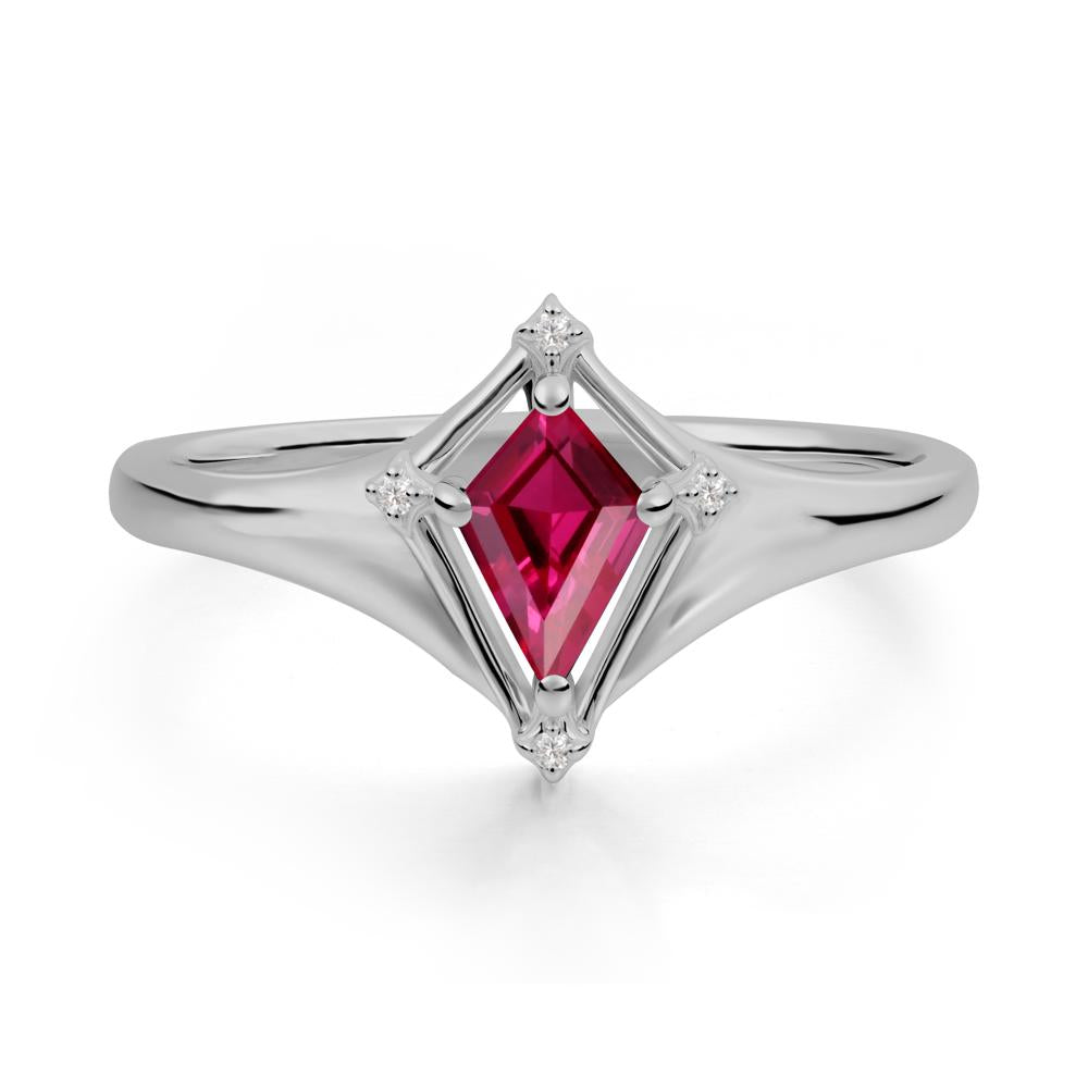 Kite Cut Ruby Ring with Compass Setting - LUO Jewelry #metal_platinum
