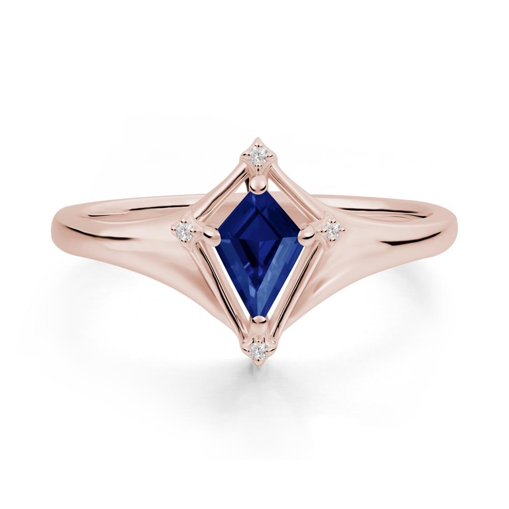 Kite Cut Sapphire Ring with Compass Setting - LUO Jewelry #metal_14k rose gold