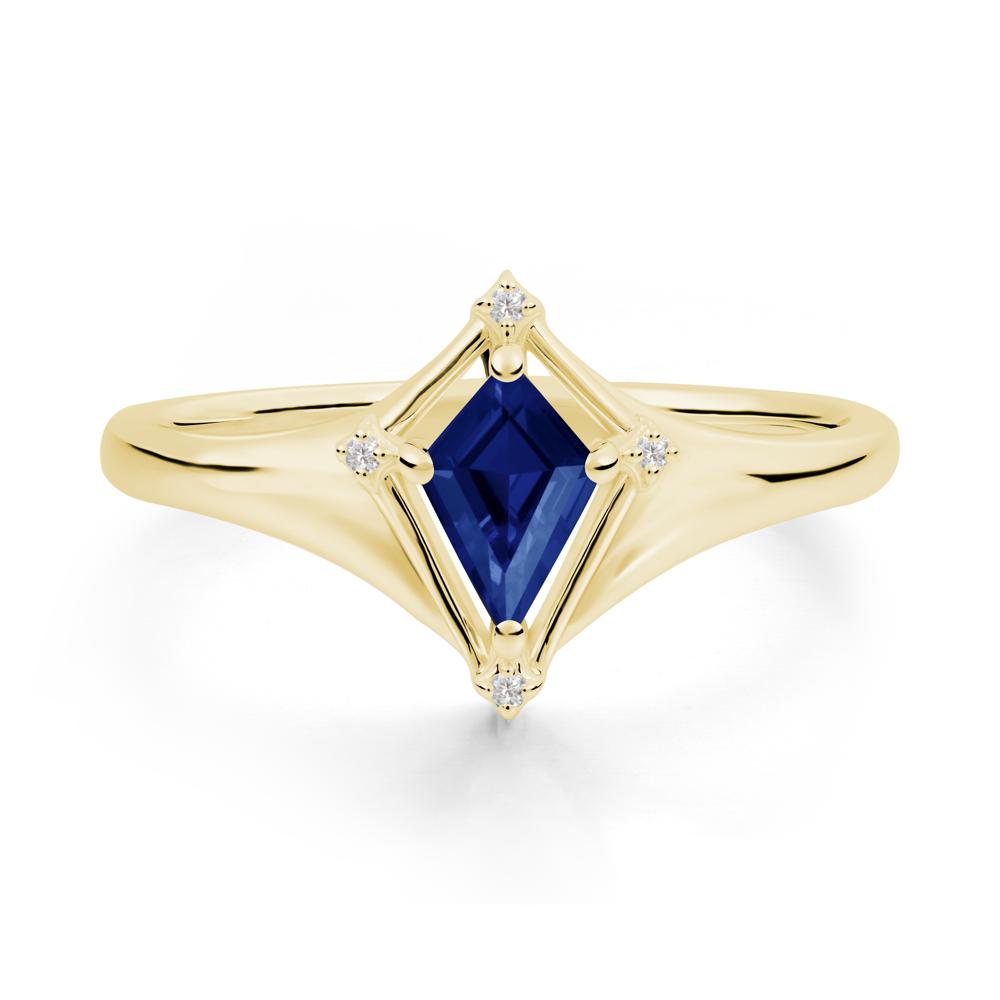 Kite Cut Sapphire Ring with Compass Setting - LUO Jewelry #metal_18k yellow gold