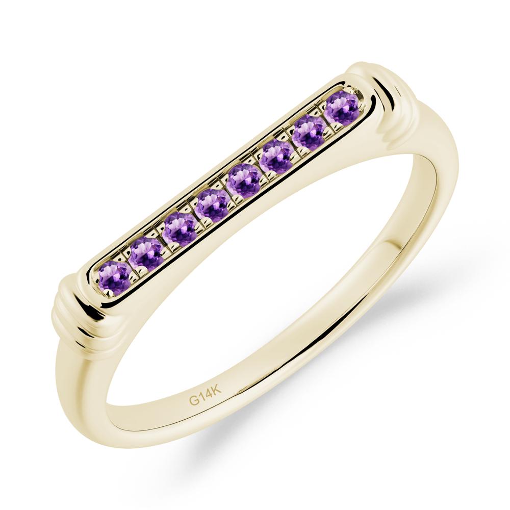Pave Amethyst Bar Setting Ring - LUO Jewelry #metal_14k yellow gold