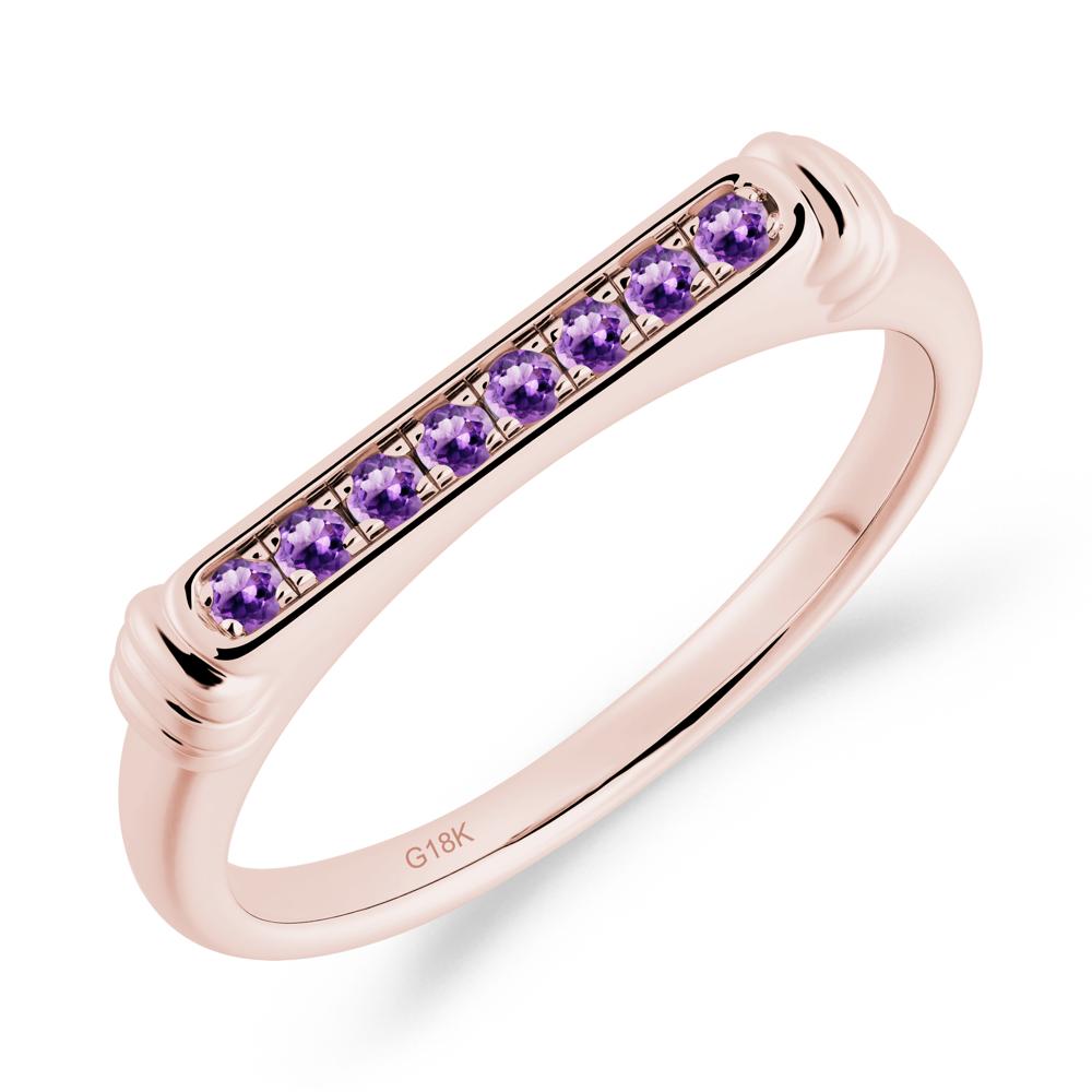 Pave Amethyst Bar Setting Ring - LUO Jewelry #metal_18k rose gold