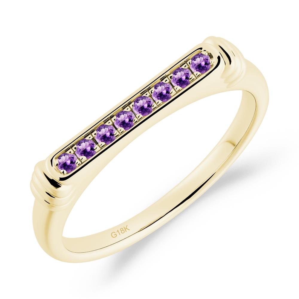 Pave Amethyst Bar Setting Ring - LUO Jewelry #metal_18k yellow gold